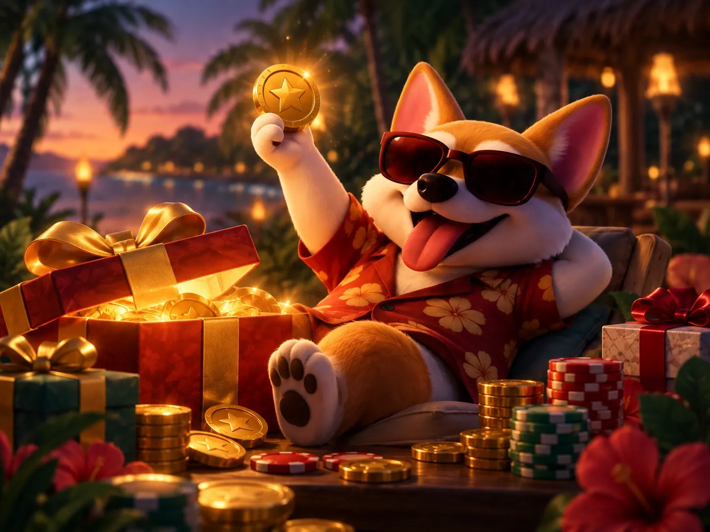 Tropical Corgi Bonus Treasure Party